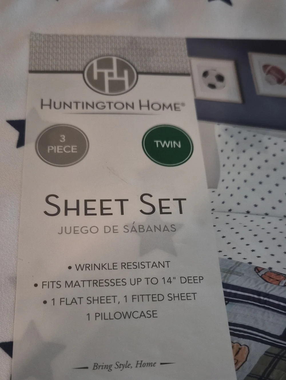 Huntington Home White Sheet Set with Navy Star Print